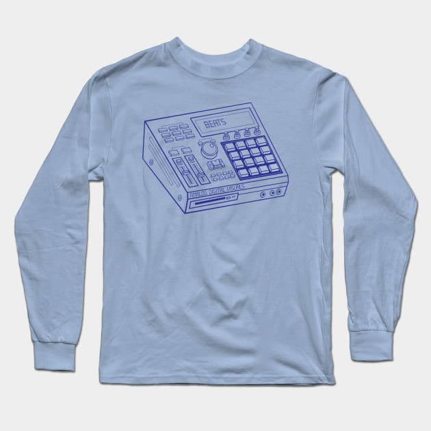 Beat Maker (Blue Lines) Analog / Music Long Sleeve T-Shirt by Analog Digital Visuals